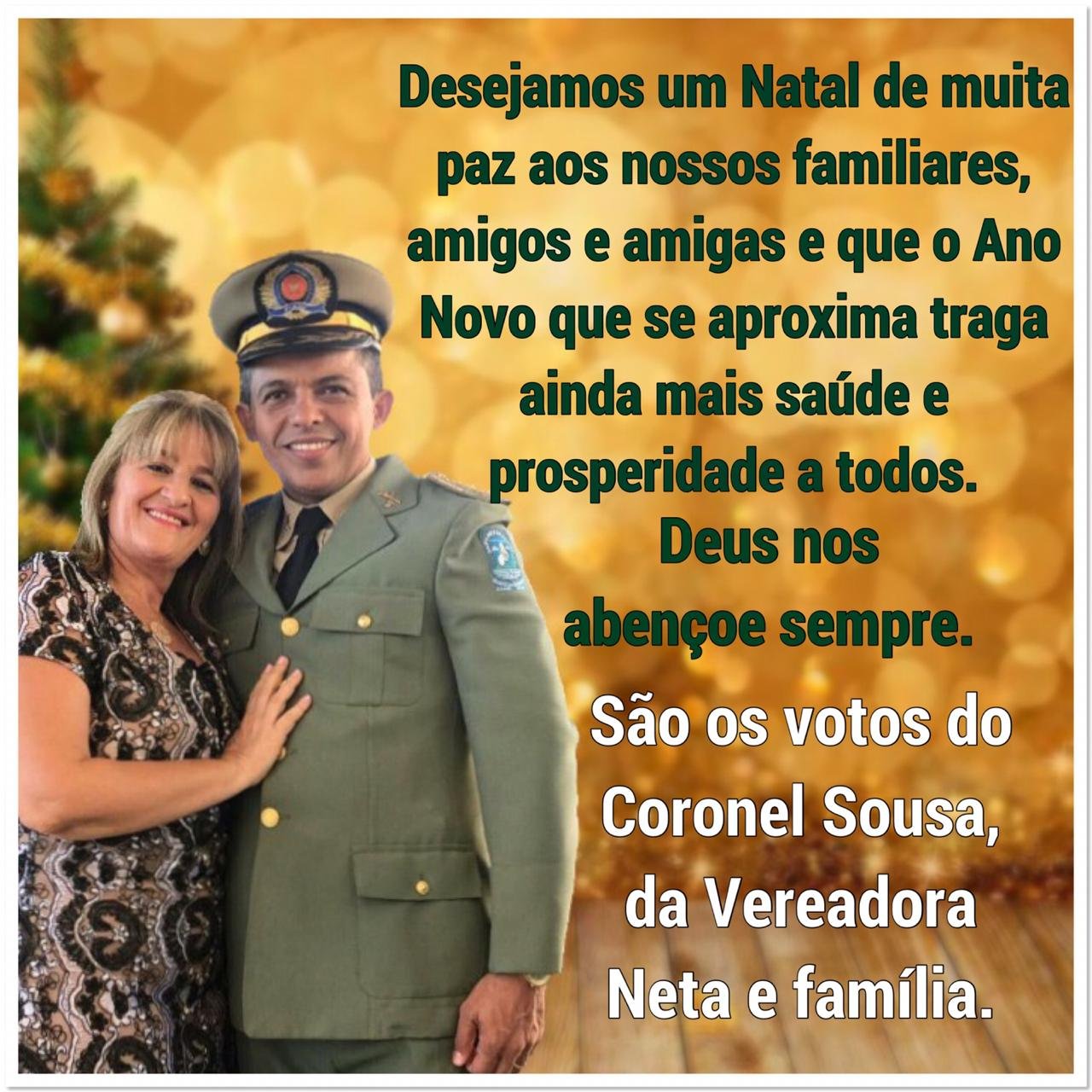 Mensagem de natal do casal Coronel Sousa e da vereadora Neta – Blog do  